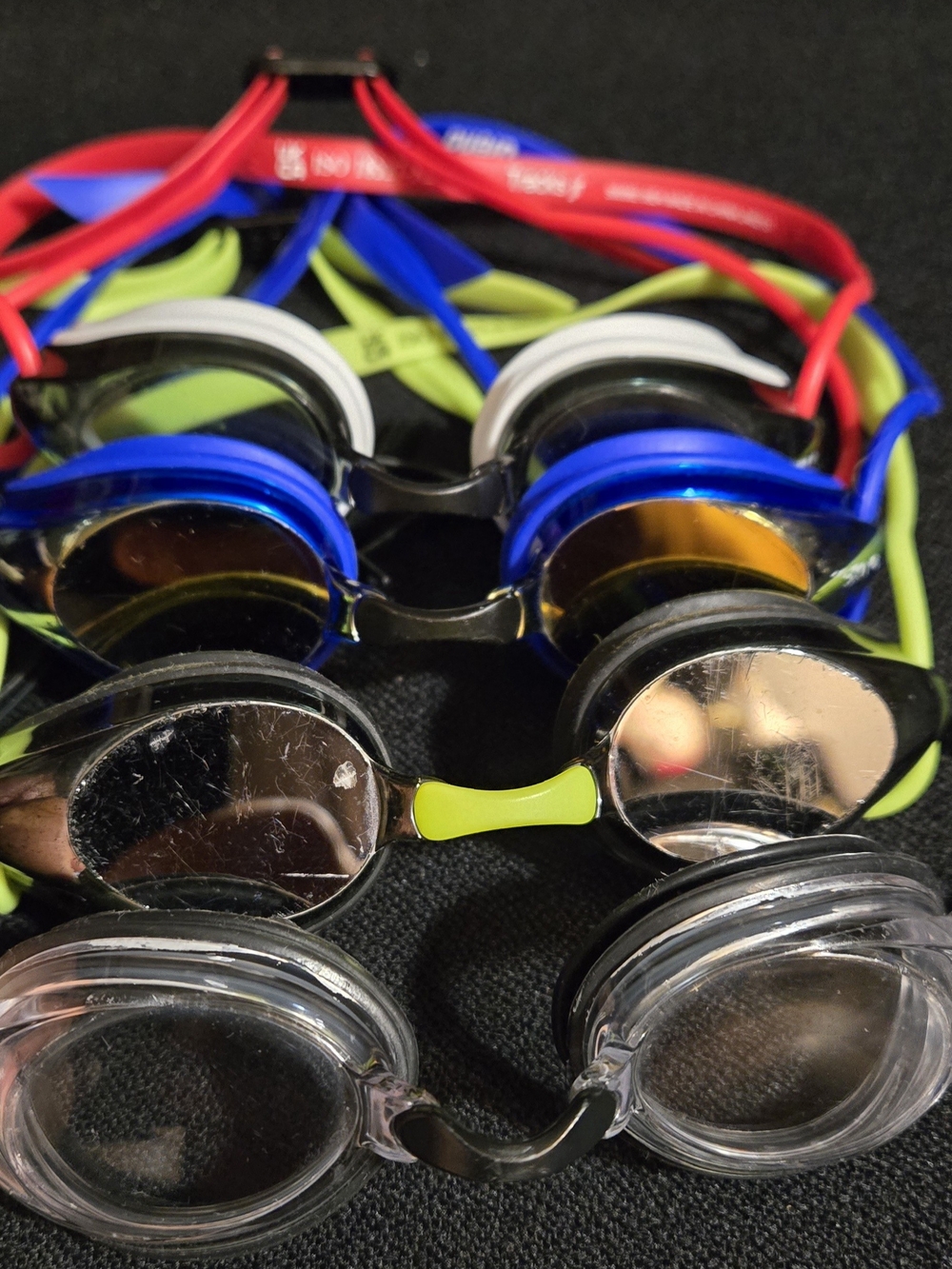 Kids Swim Goggles in Blue, Red & Lime